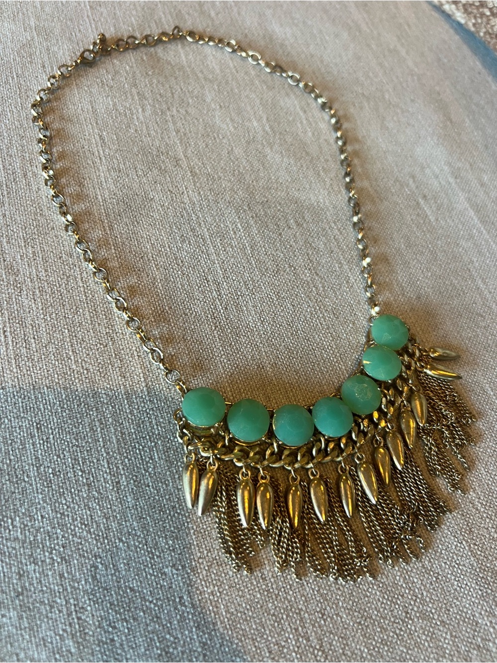 Nordstrom Gold-Tone Necklace with Mint Green Stones